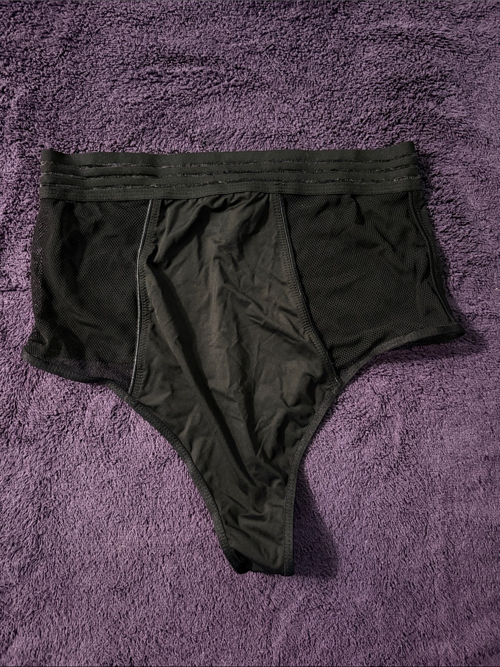 High-Waist Black Mesh Women's Briefs - Comfortable Everyday Panty